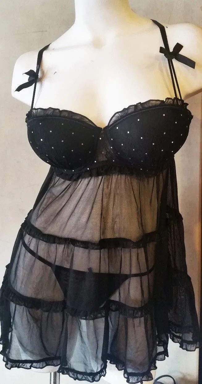 2 Piece Sexy Sparkly BabyDoll Nightie Set - 6 sets