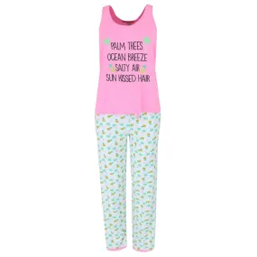 5 More Minutes Women's Tropical Pineapple Tank and Pants Pajama Set