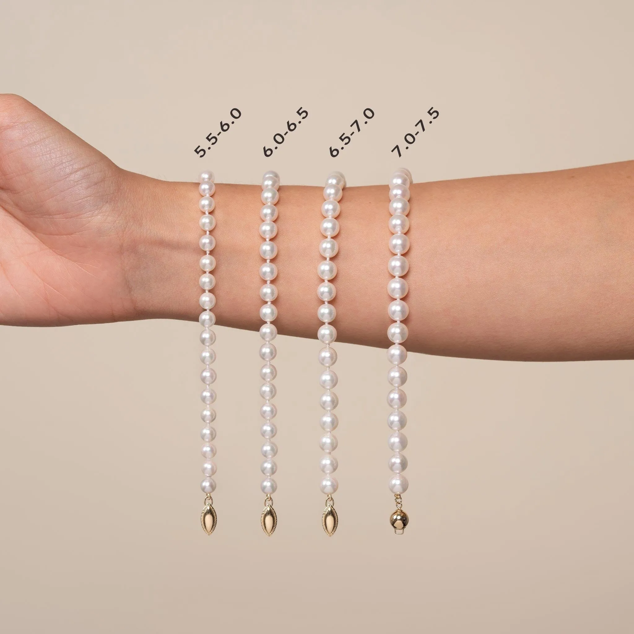 6.5-7.0 mm Double Strand White Akoya AAA Pearl Bracelet