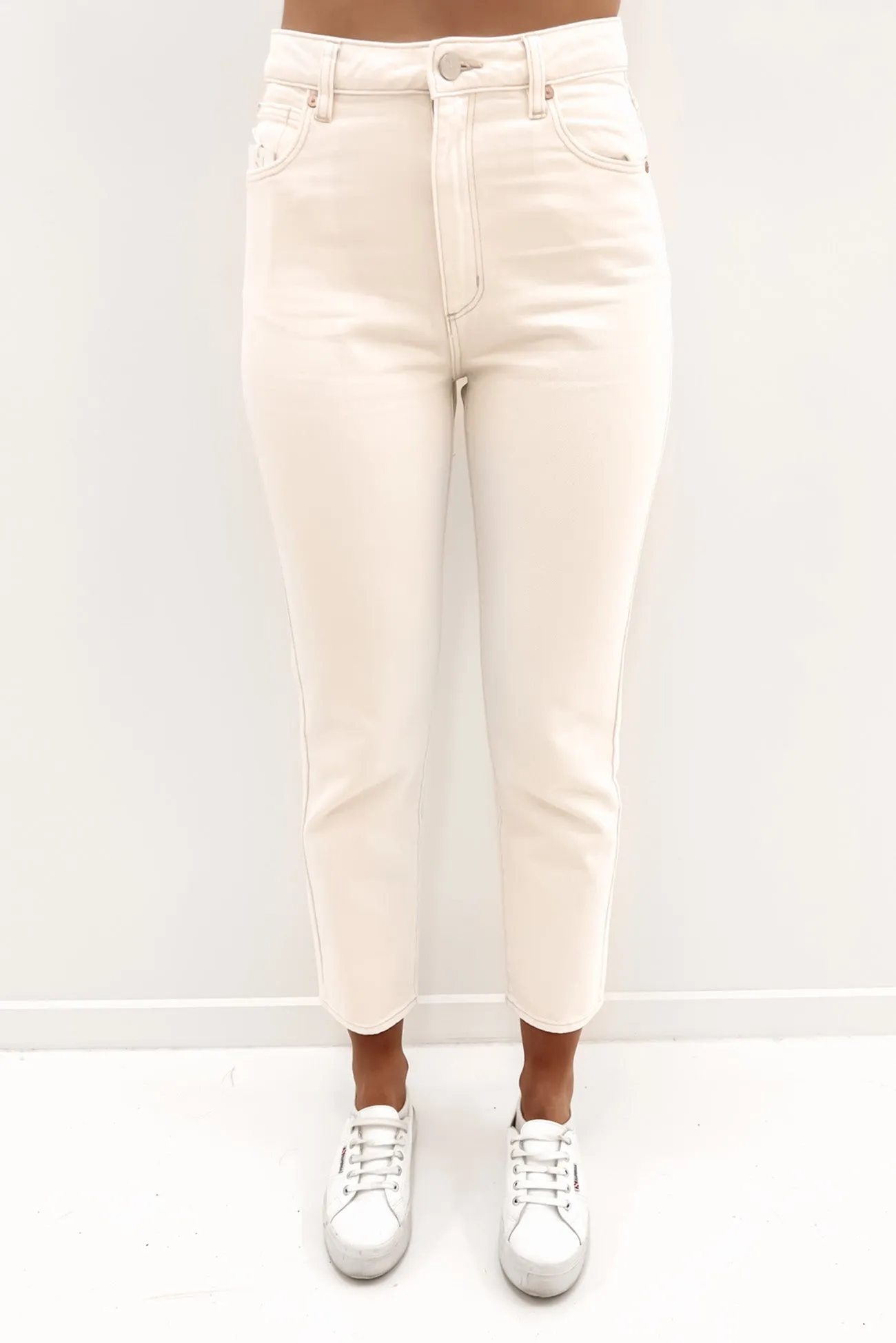 A 94 High Slim Jean Stone White