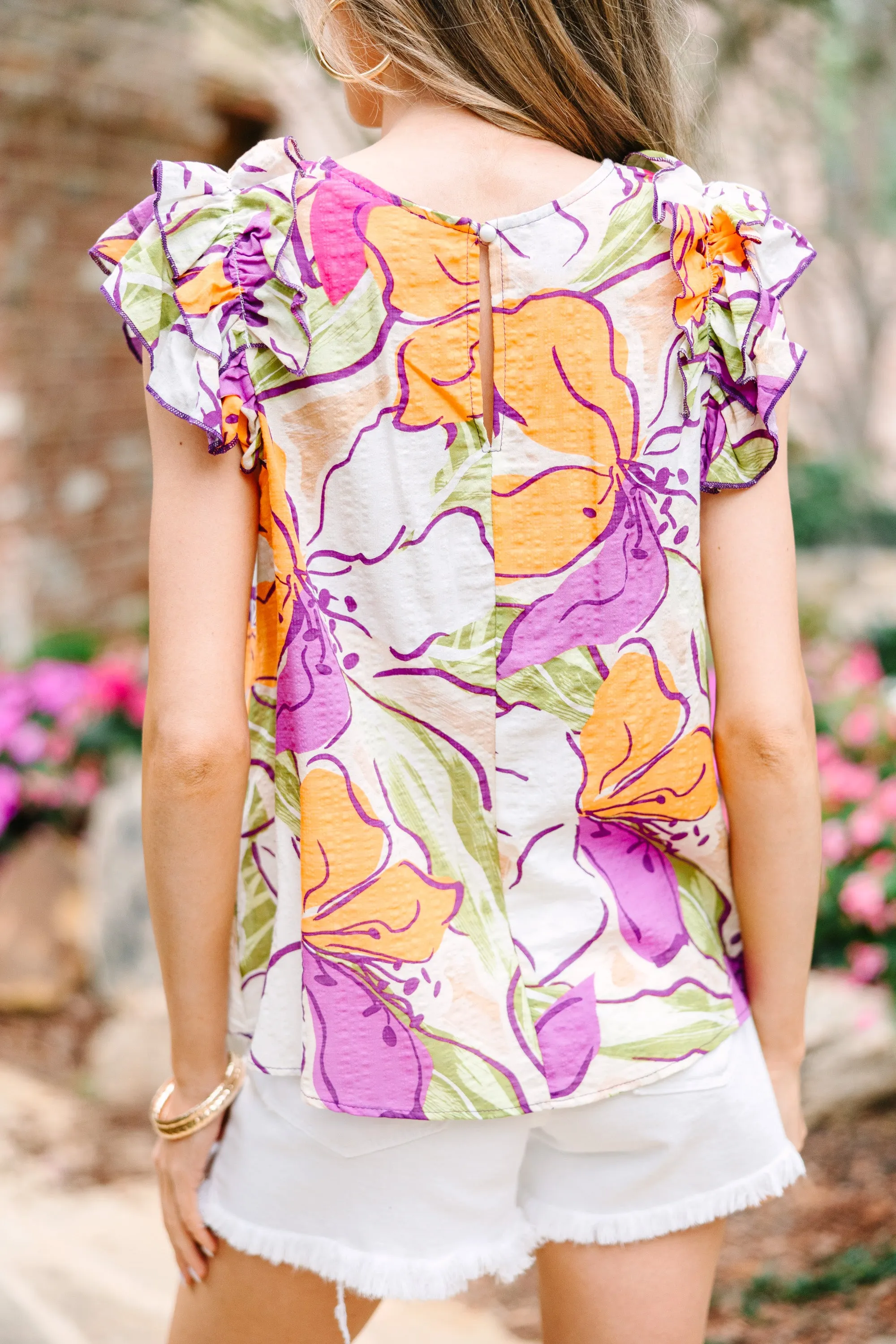 A Lovely Afternoon Pink Floral Blouse