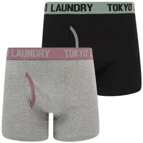 Abbots 2 (2 Pack) Boxer Shorts Set in Chinois Green / Grapeade - Tokyo Laundry