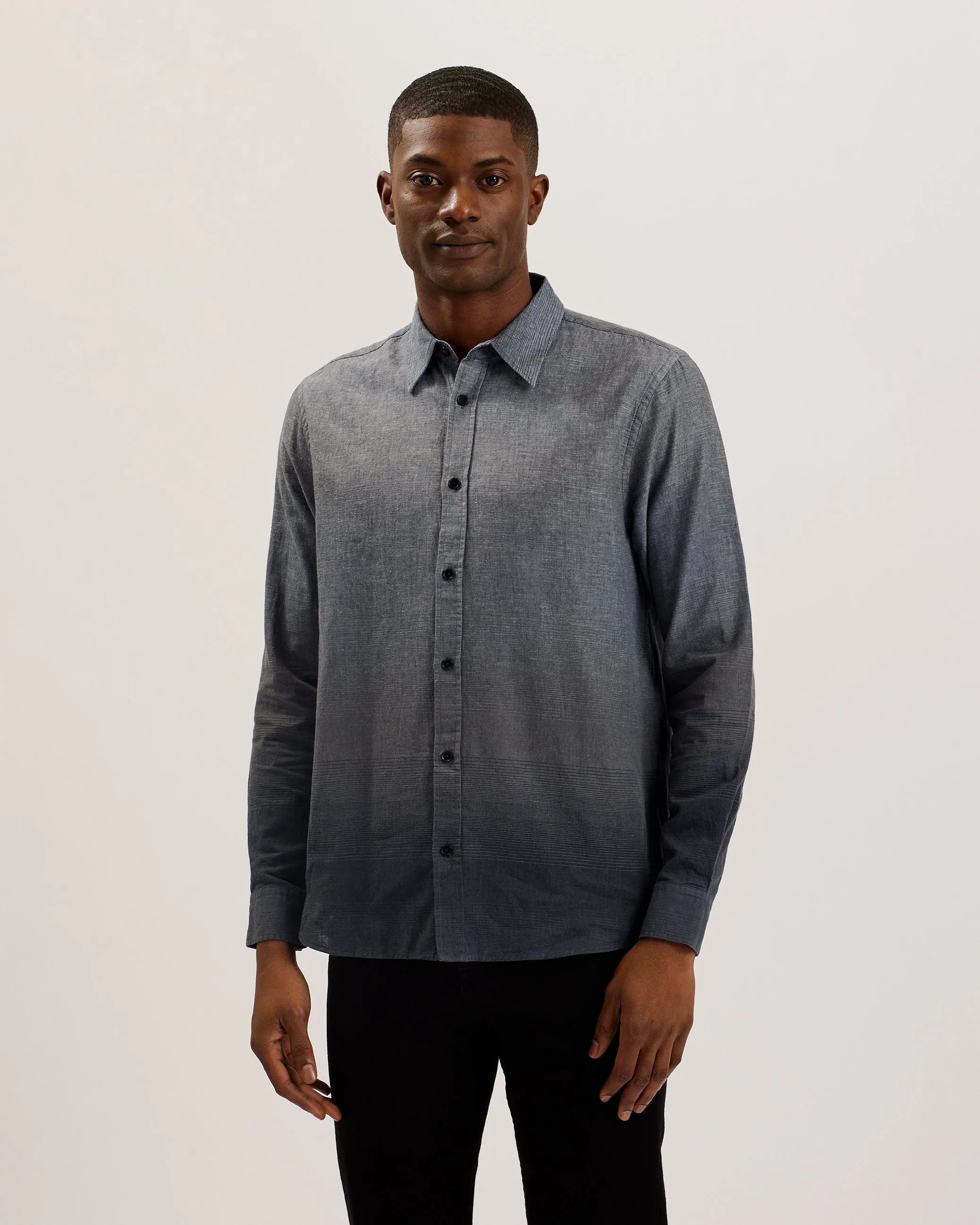 Ackley Ls Regular Ombre Print Shirt Black