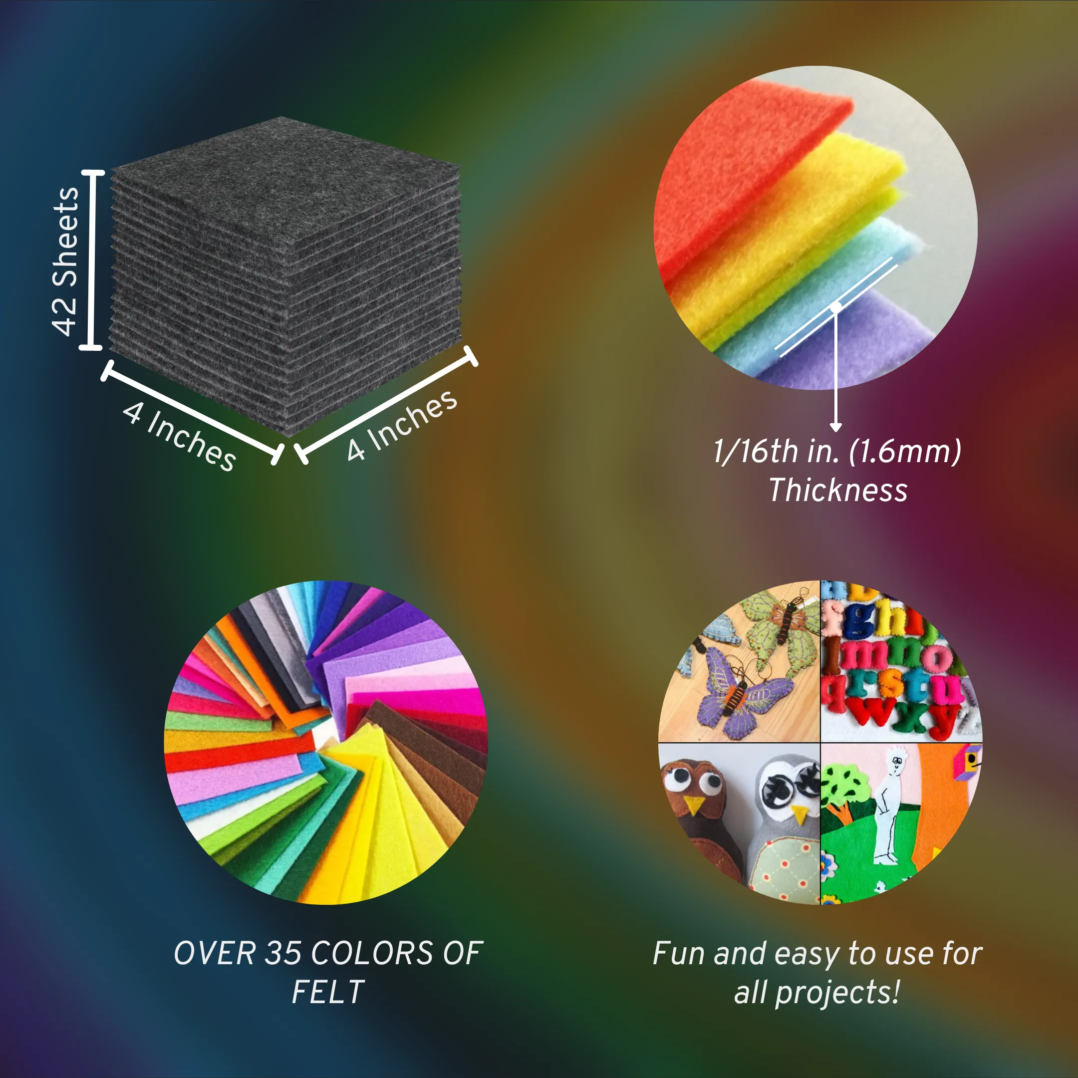 Acrylic Felt Craft Sheet Packs | Charcoal 456