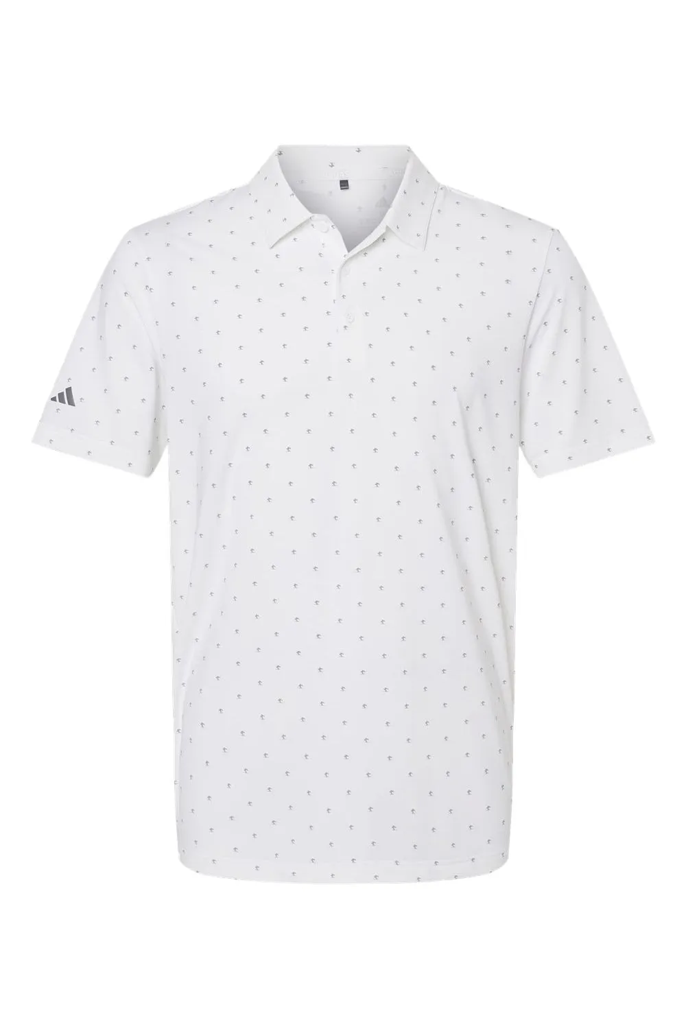 Adidas Mens Pine Tree Moisture Wicking Short Sleeve Polo Shirt - White/Grey - NEW