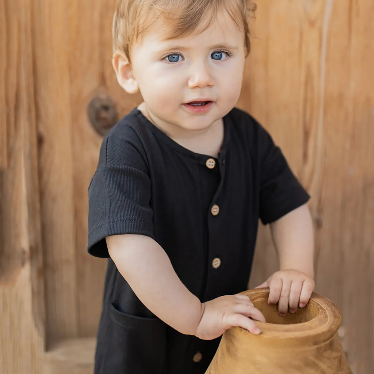 Adriano Short Sleeve Overall in Anthracite by 1  in the Family