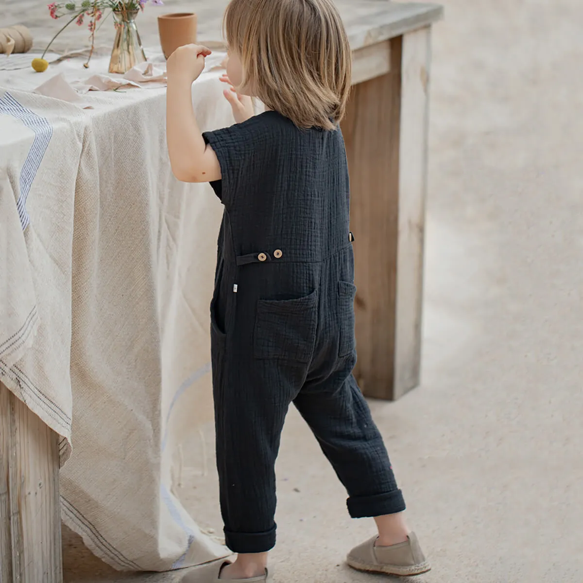 Adriano Short Sleeve Overall in Anthracite by 1  in the Family