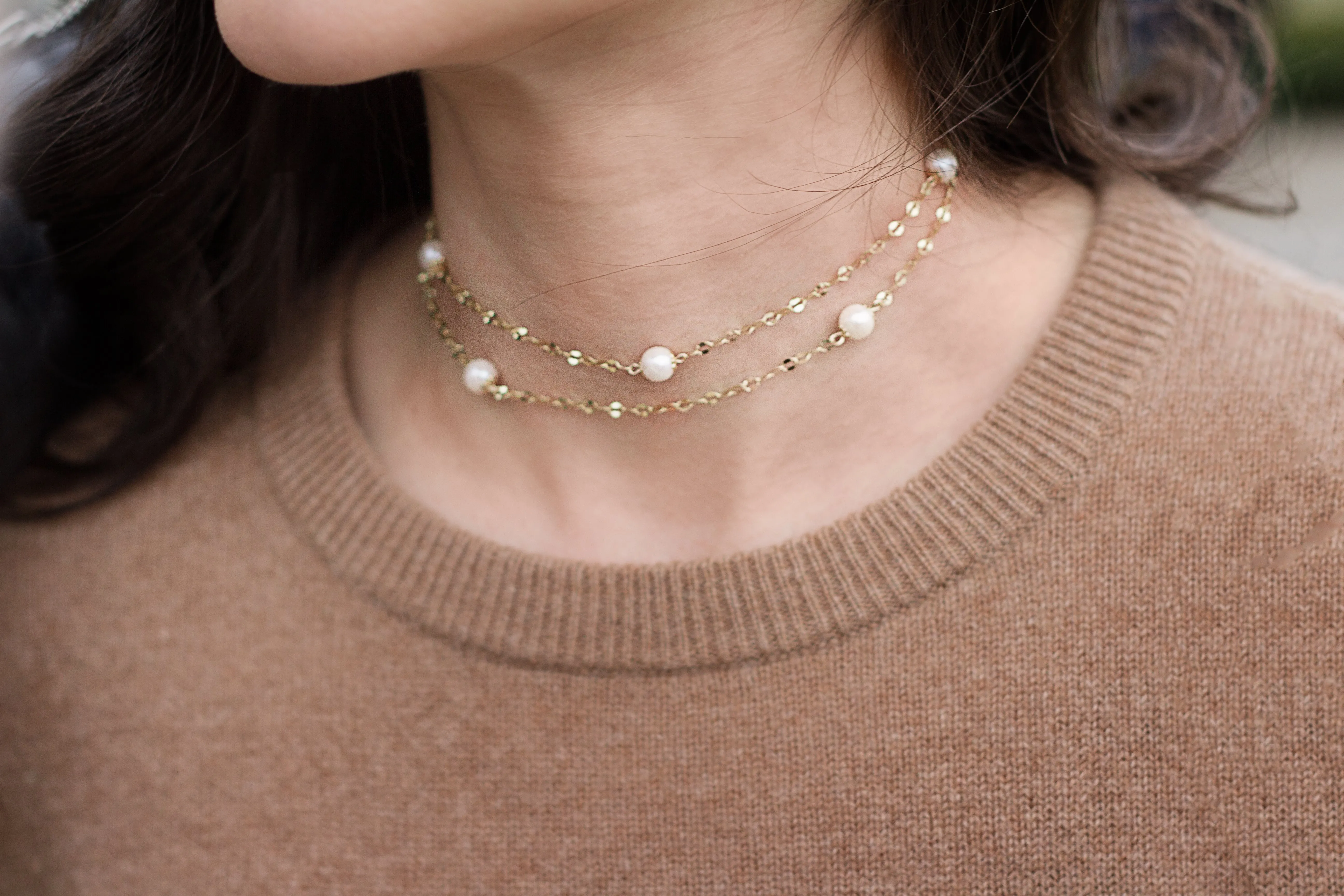 Akoya Pearl Gold Dew Drop Chain