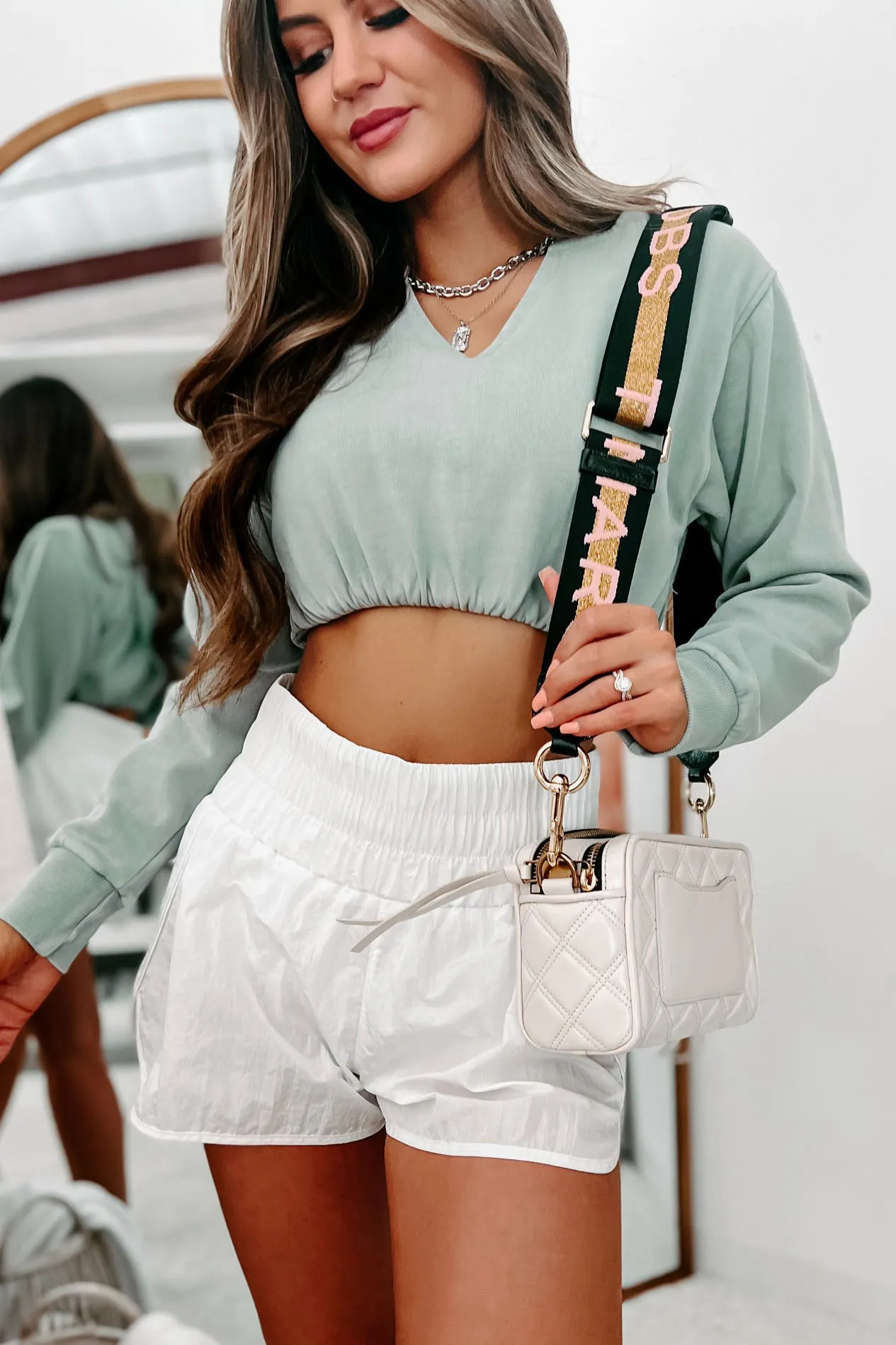 All Over Again Cinched Cropped Hoodie (Sage)