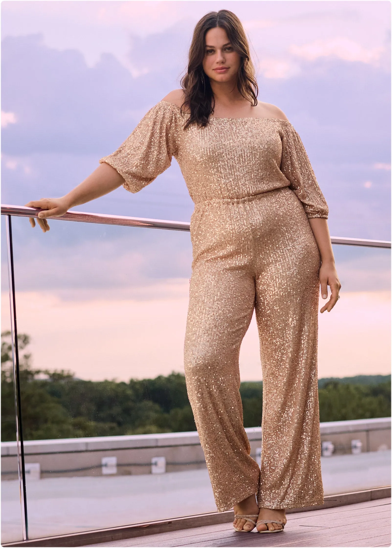 Allover Sequin Jumpsuit - Rose Gold