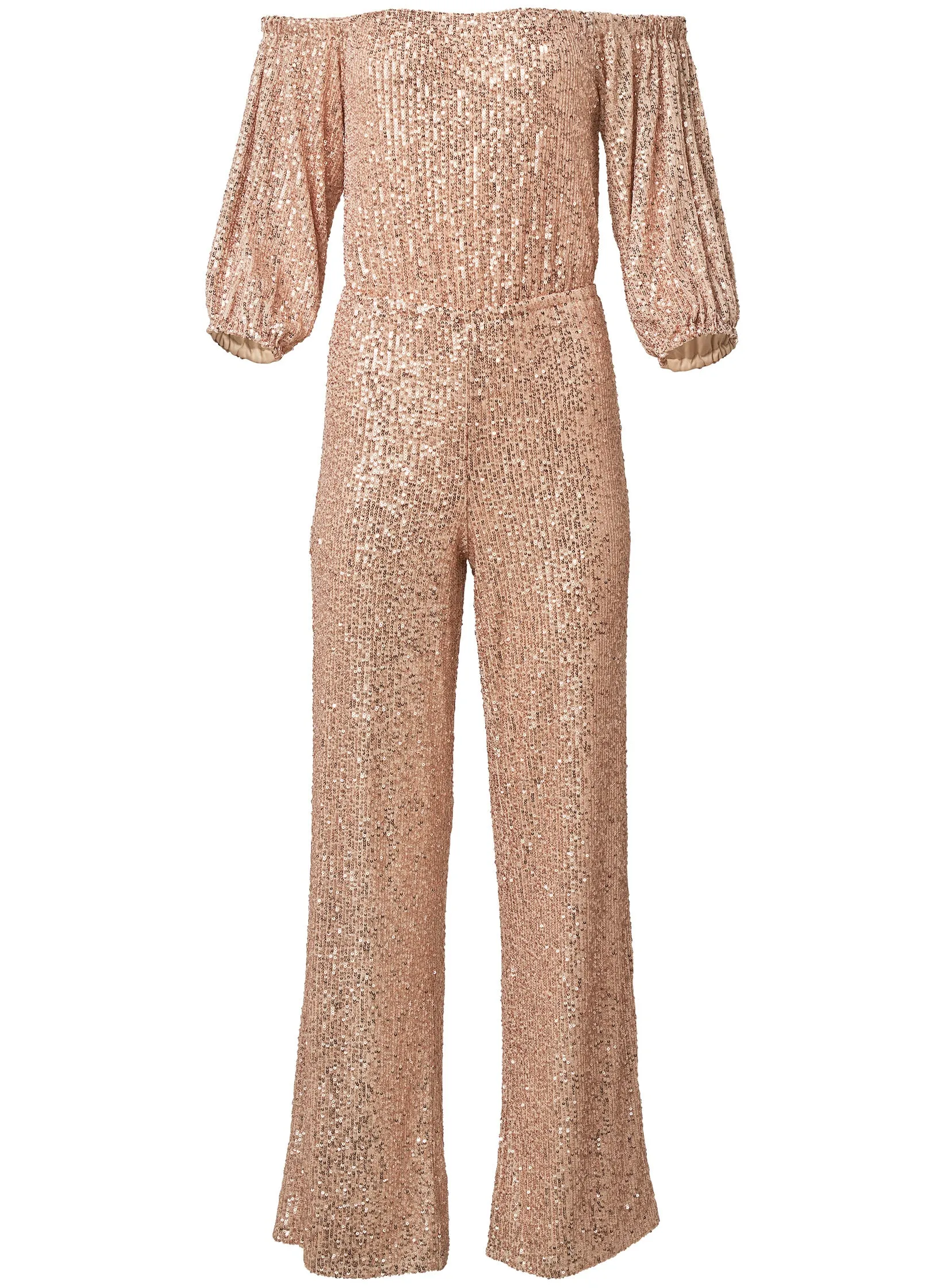 Allover Sequin Jumpsuit - Rose Gold