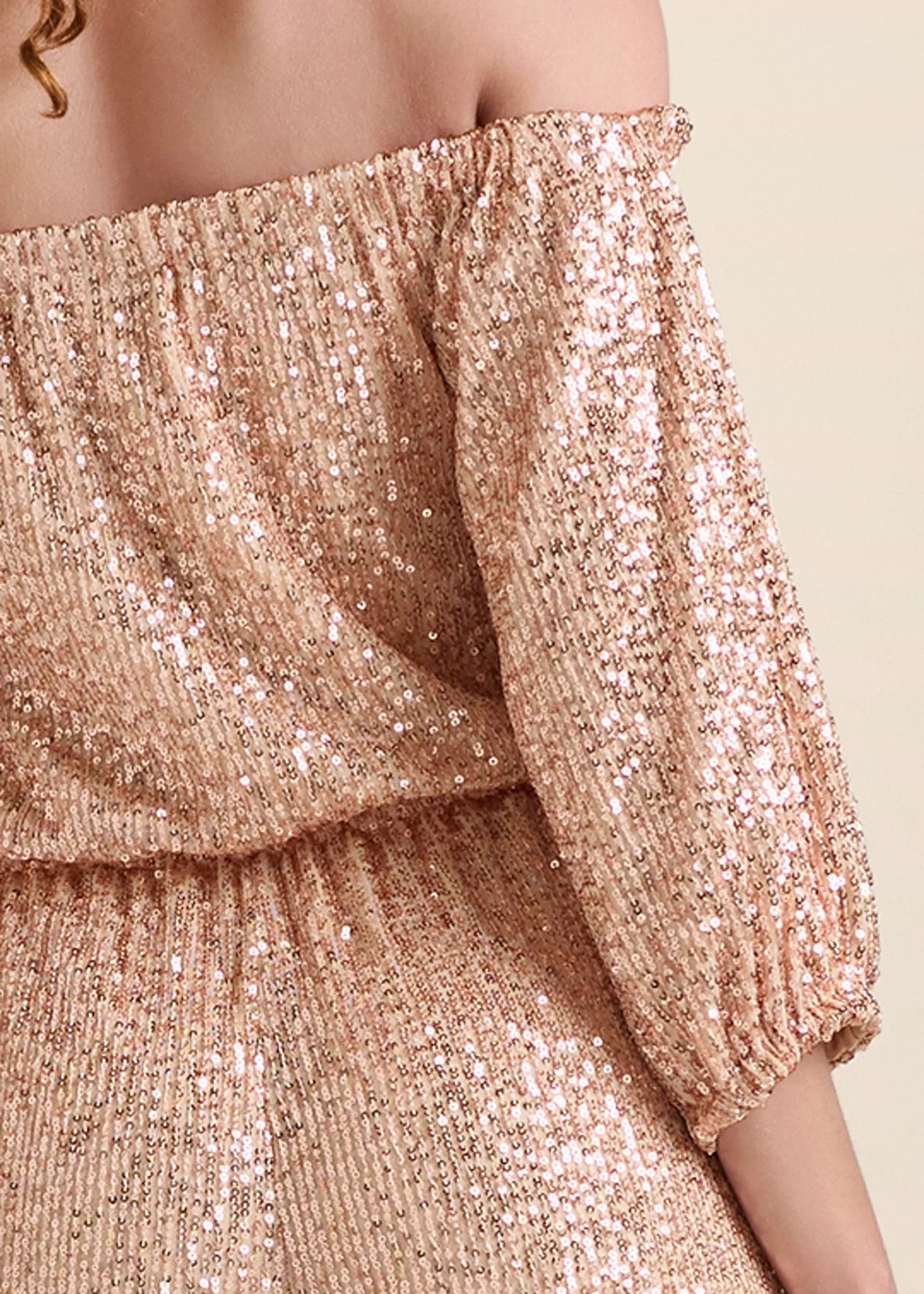 Allover Sequin Jumpsuit - Rose Gold