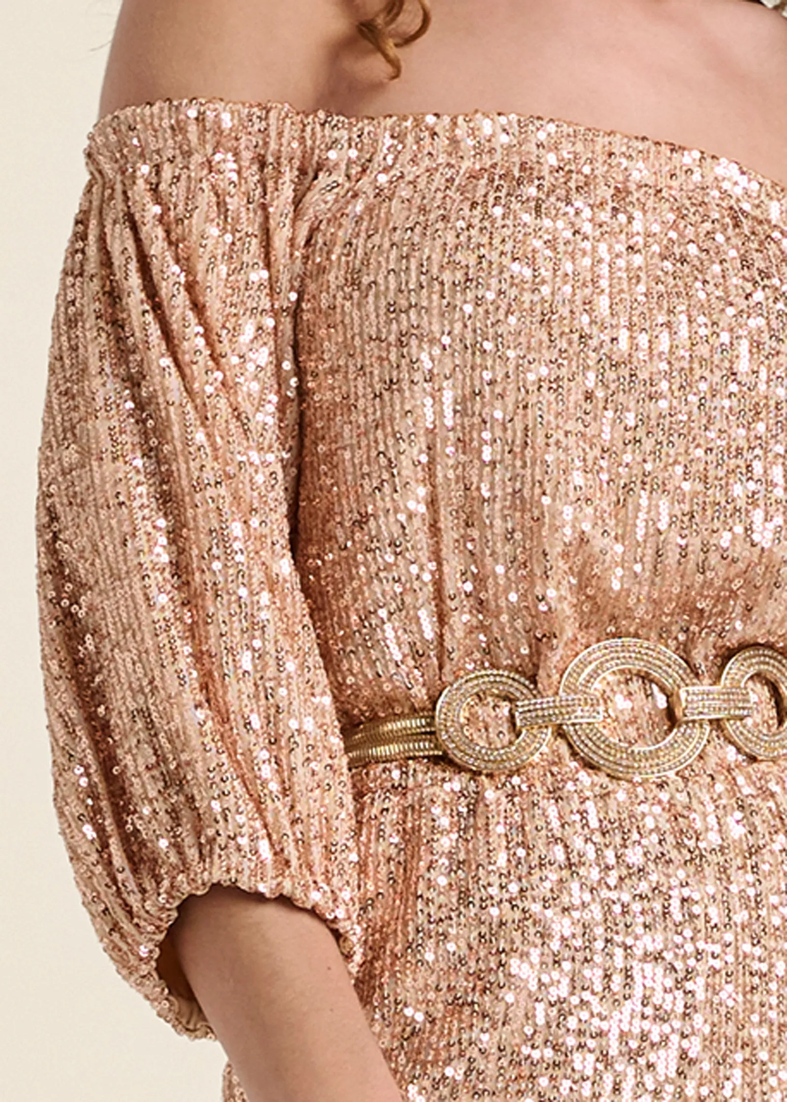 Allover Sequin Jumpsuit - Rose Gold