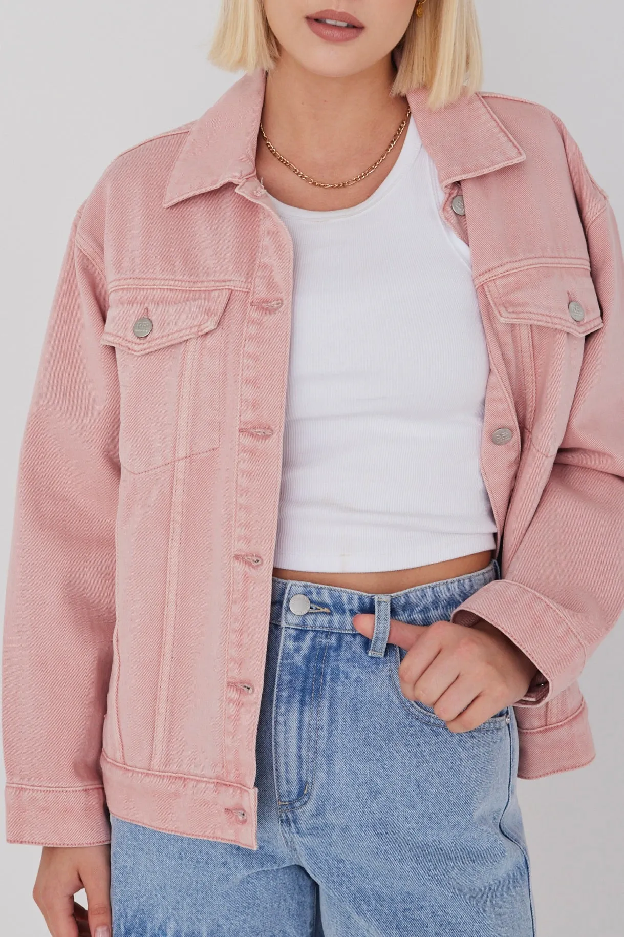 Always Mushroom Pink Denim Jacket