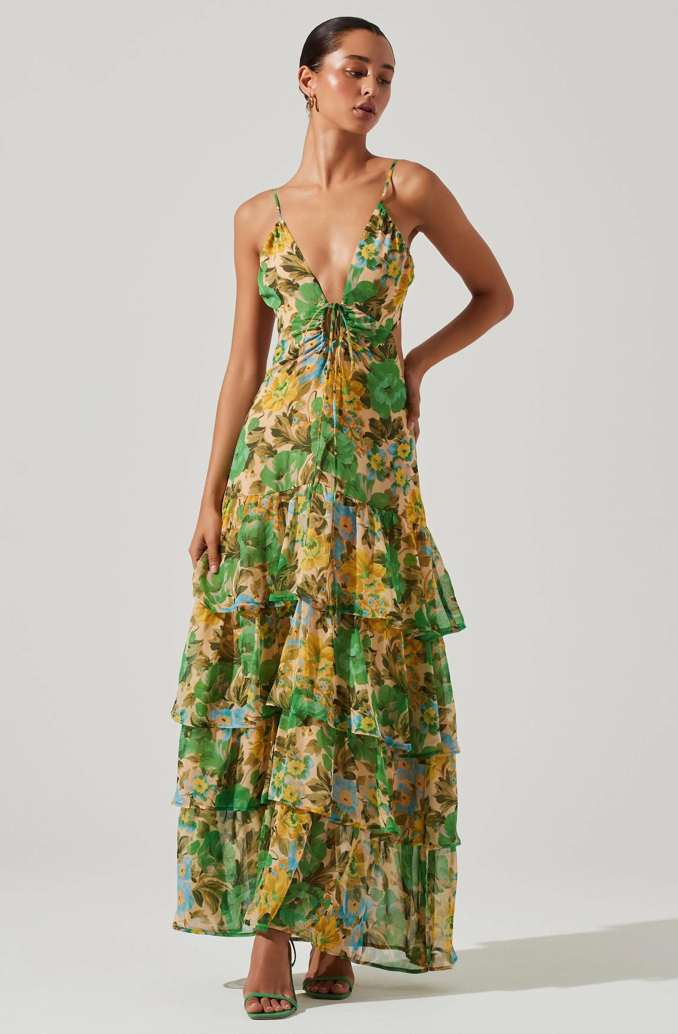 Aneira Floral Tiered Maxi Dress