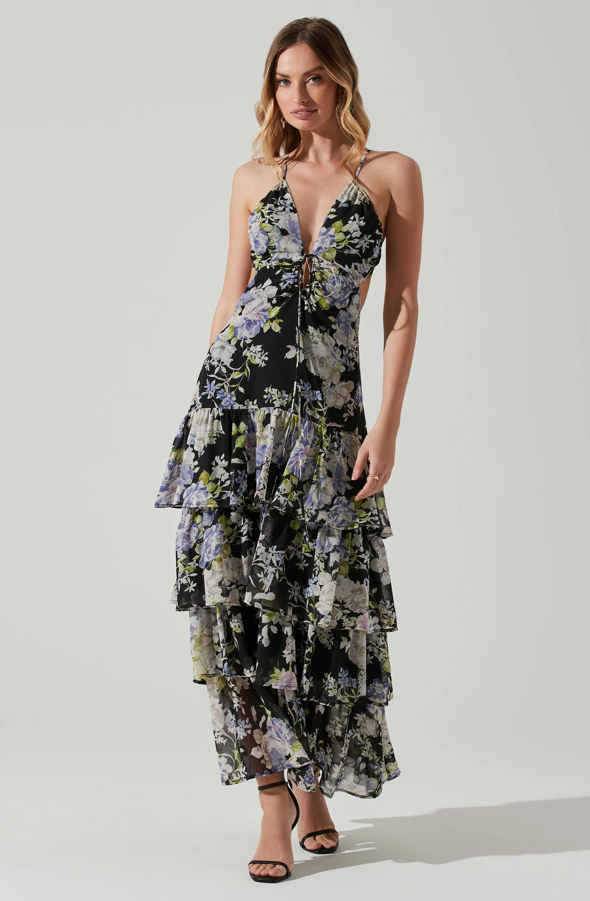 Aneira Floral Tiered Maxi Dress