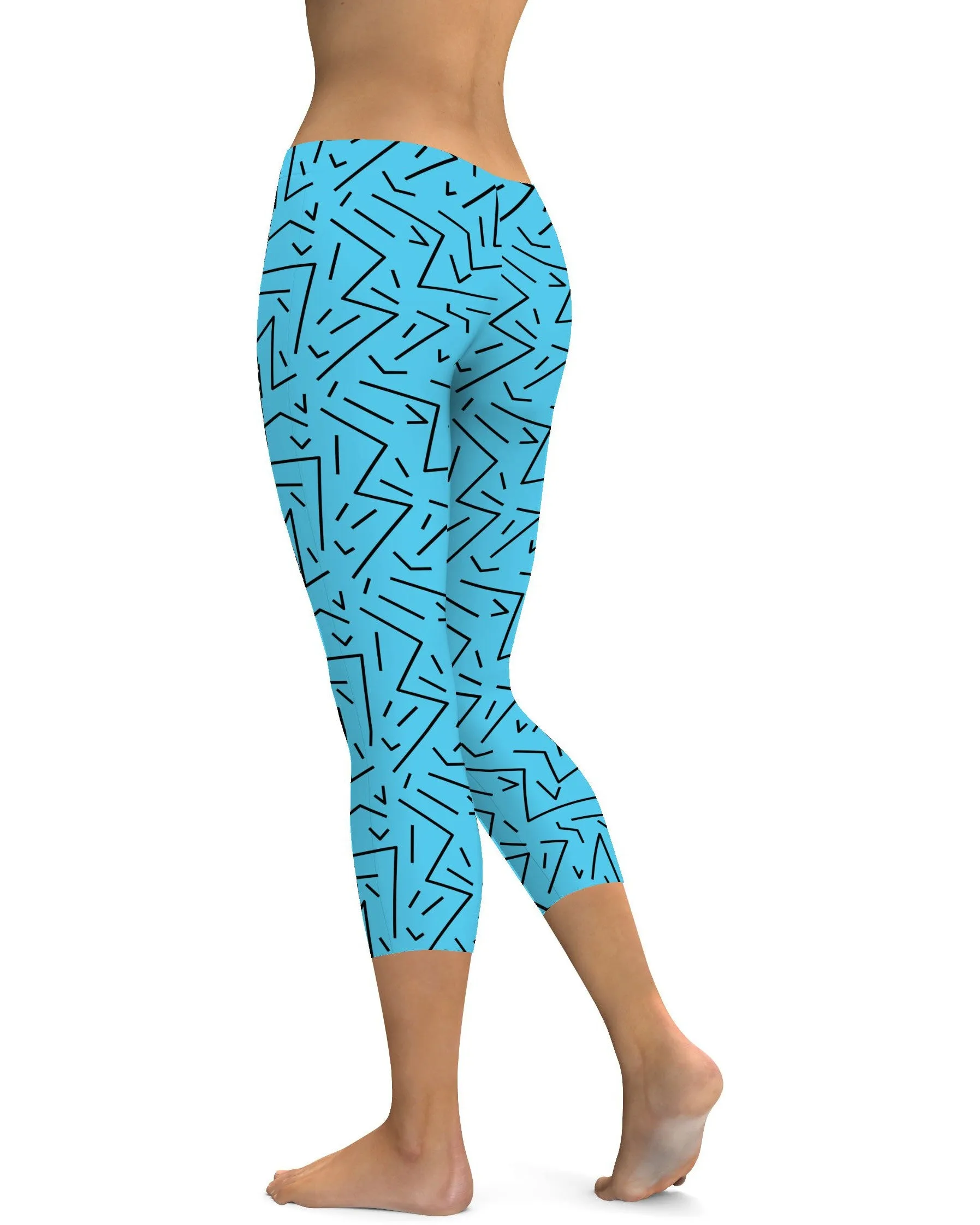 Aqua Black Line Capris