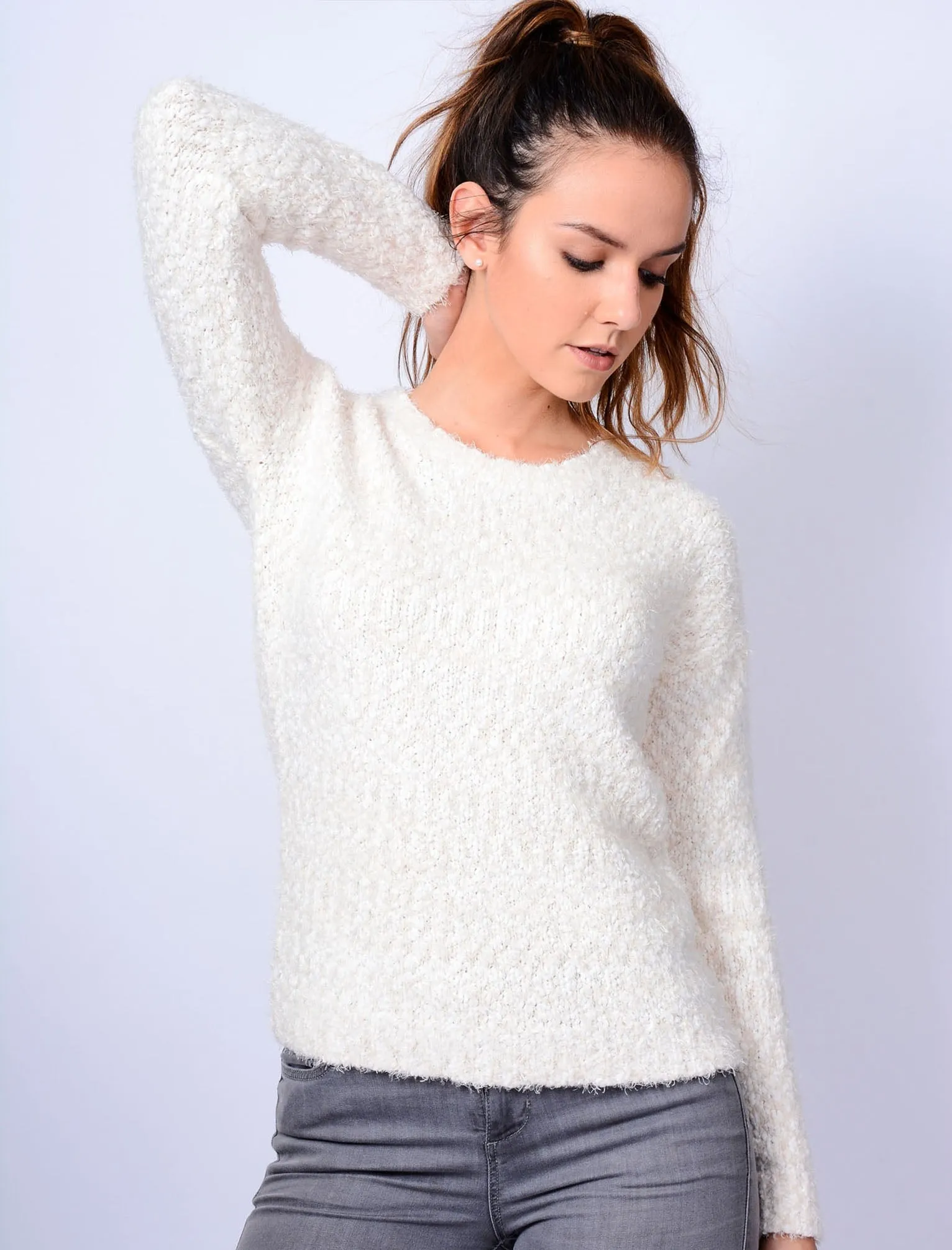 AR Nile Knitted Crew Neck Jumper in Angel Wing - Amara Reya