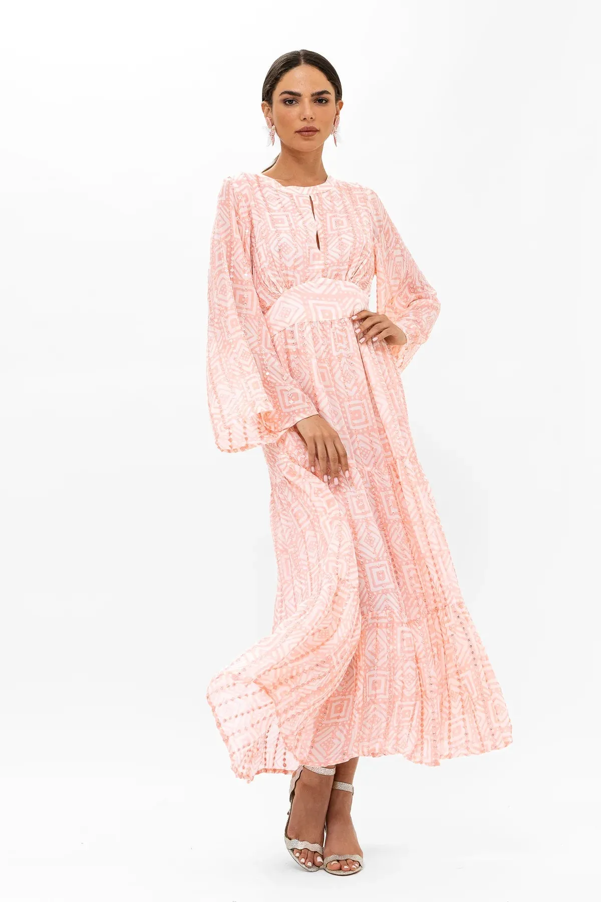 Balloon Waisted Maxi Dress - Bali Pink