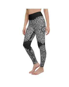 B&W Mandala Yoga Pants