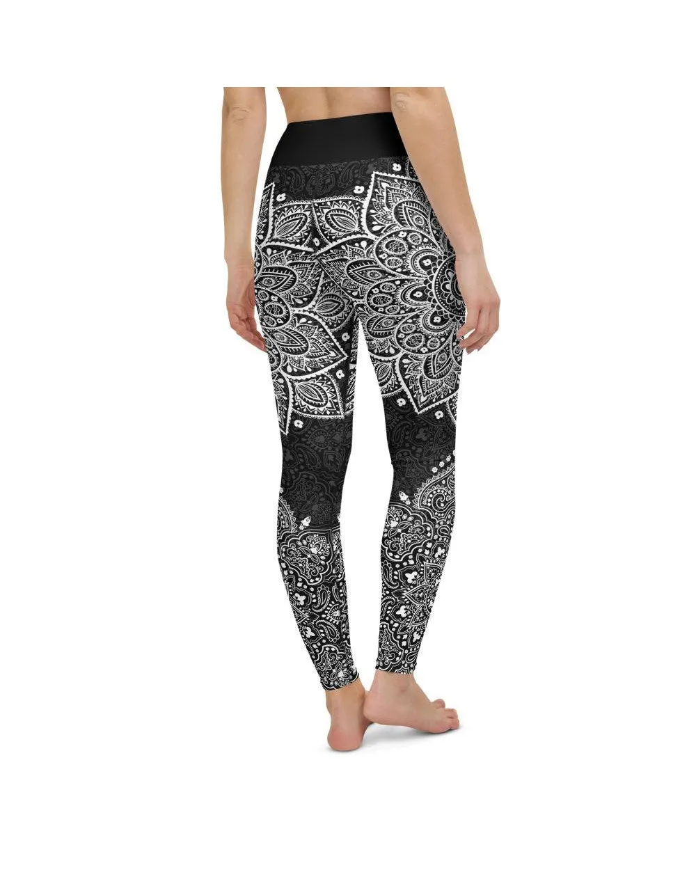 B&W Mandala Yoga Pants