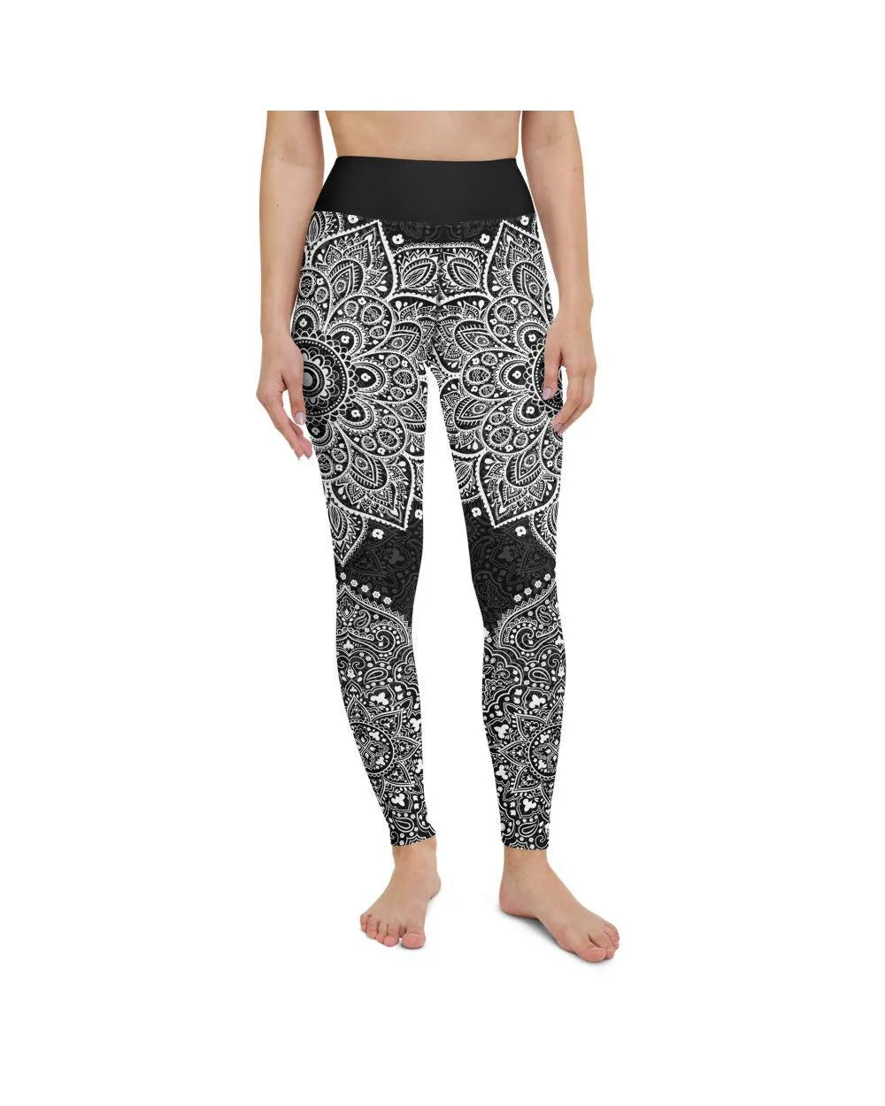 B&W Mandala Yoga Pants