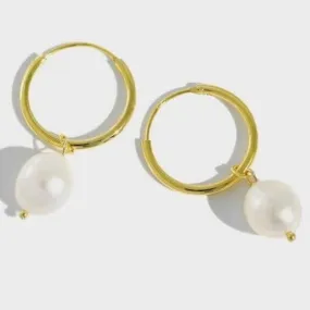 Baroque Pearl Hoop Earrings