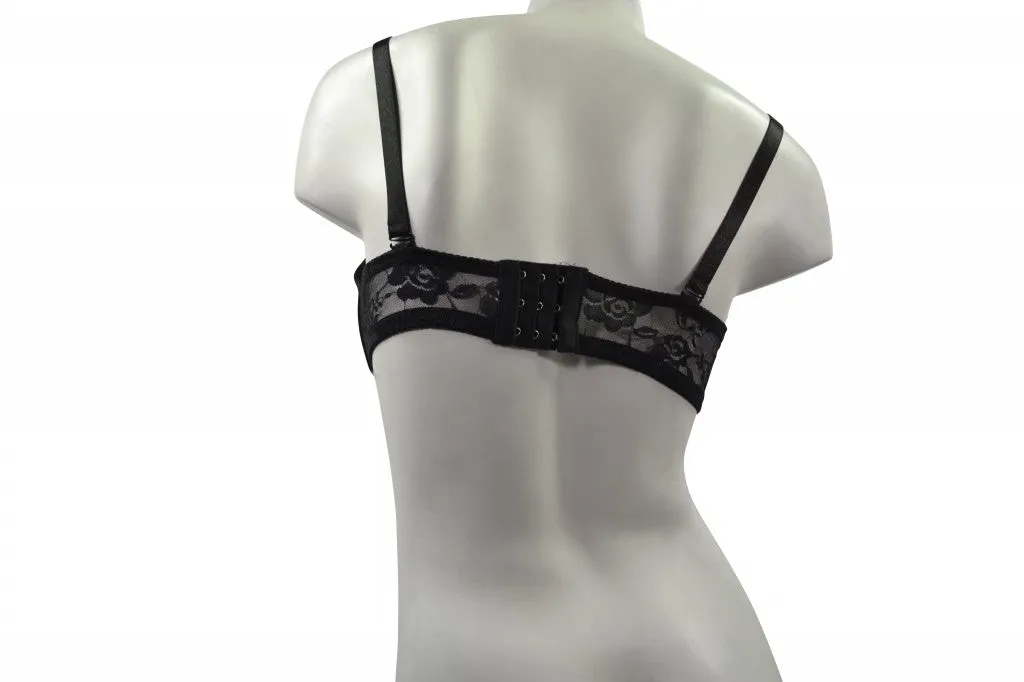 Beautiful Black Lace Bra with White Trim Plus Size 8 pack