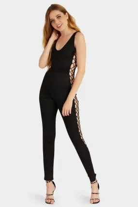 Black Side Lace Up Jumpsuit