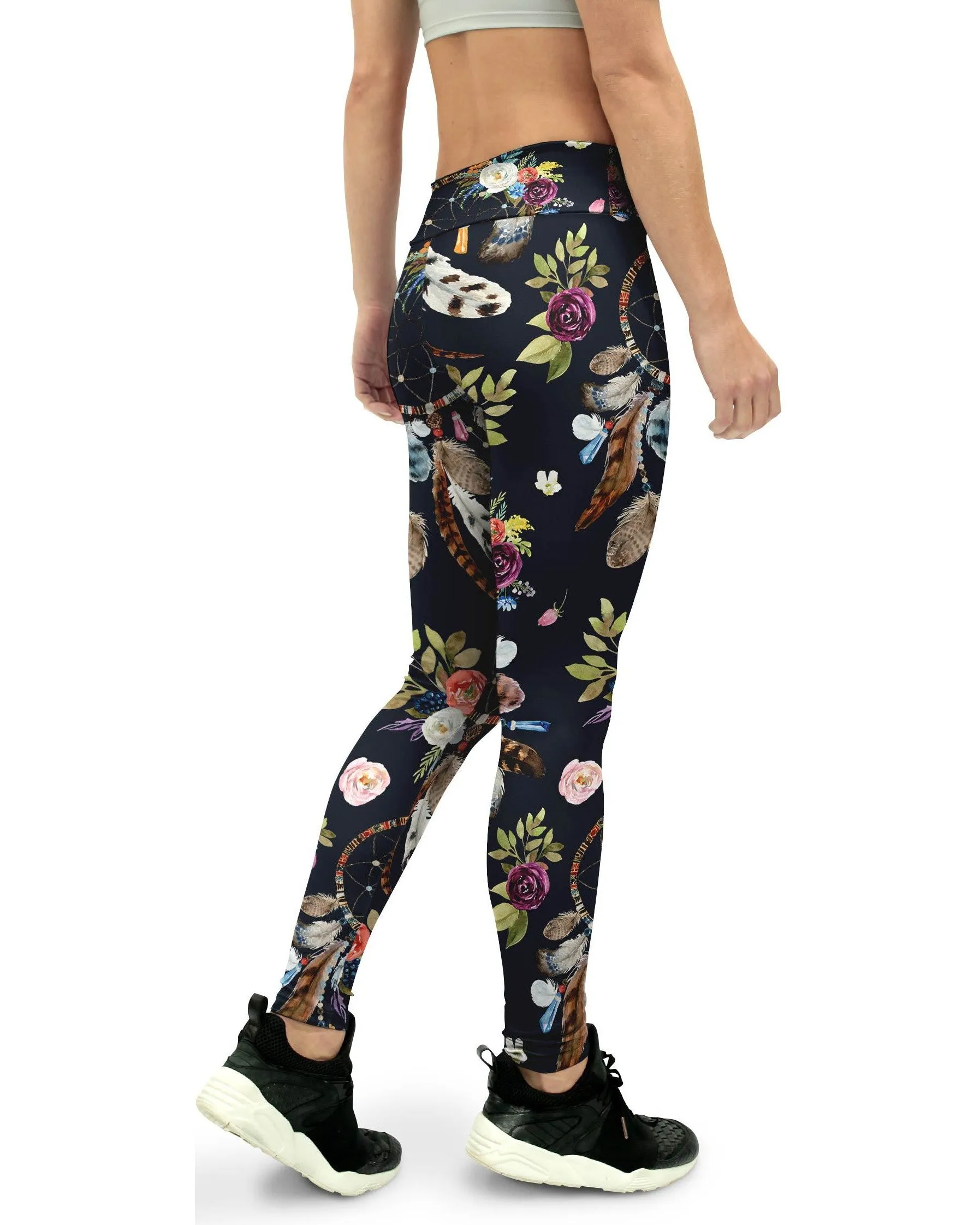 Boho Dreamcatcher and Flowers Yoga Pants