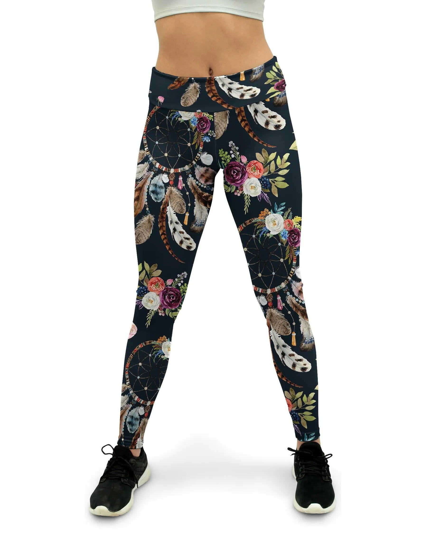 Boho Dreamcatcher and Flowers Yoga Pants