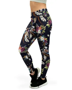 Boho Dreamcatcher and Flowers Yoga Pants