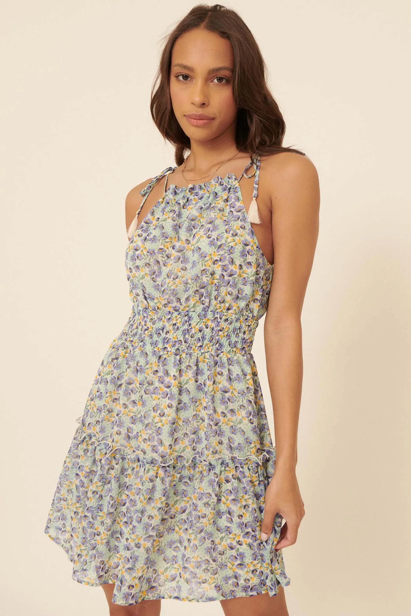 Botanical Beauty Ruffled Floral Mini Sundress