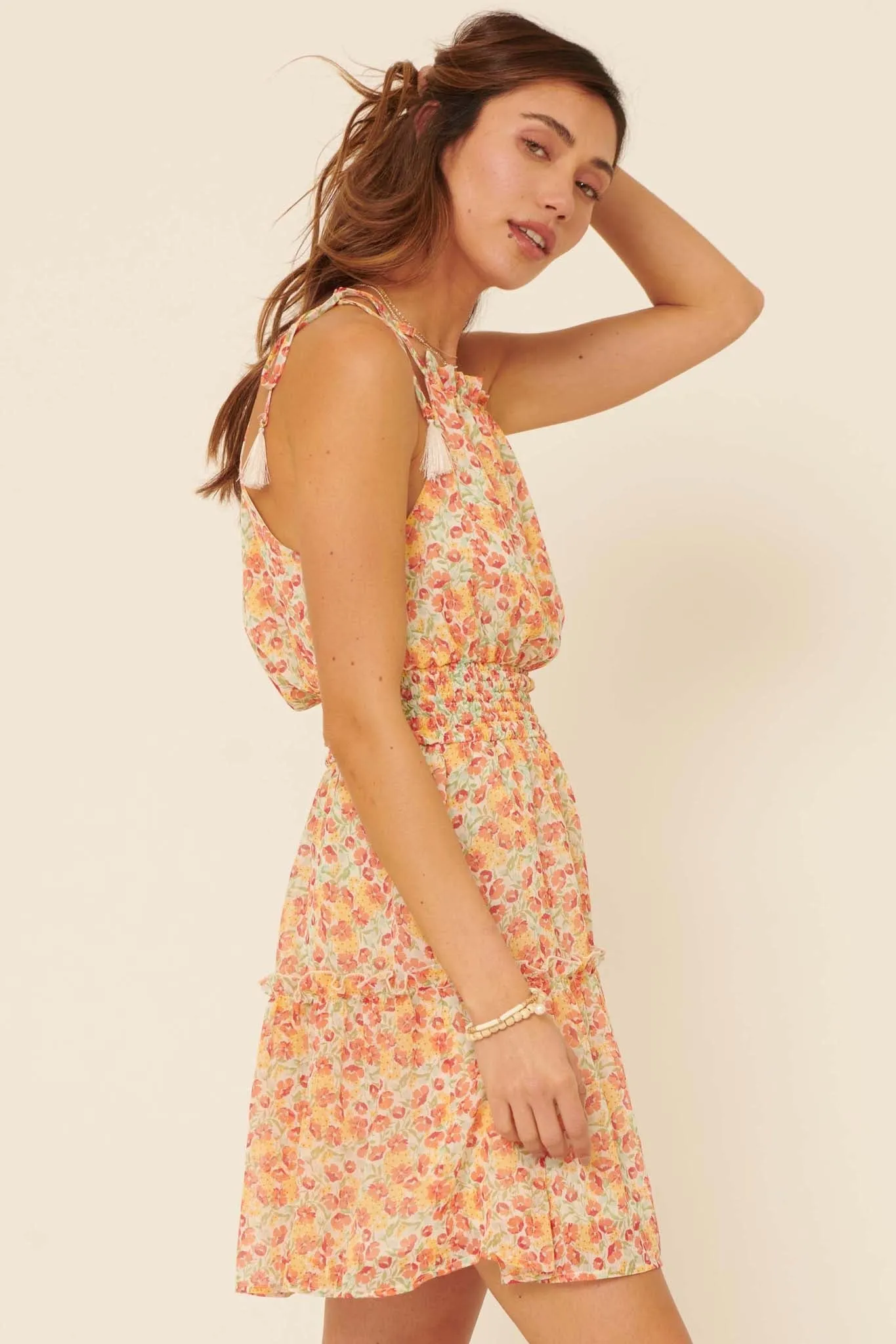 Botanical Beauty Ruffled Floral Mini Sundress