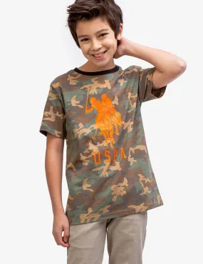 BOYS CAMO CREW NECK T-SHIRT