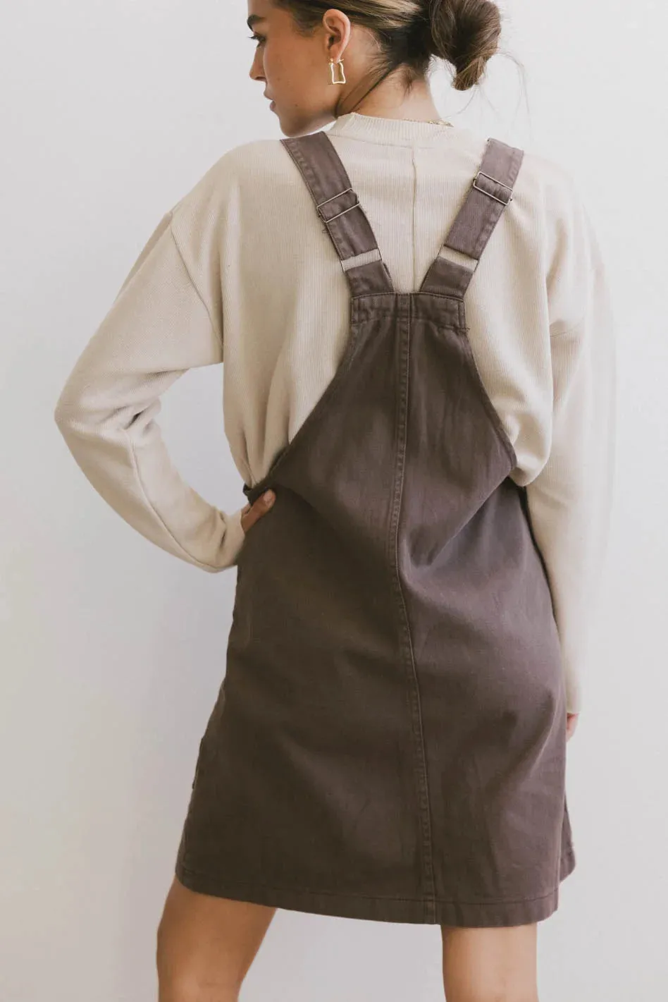 Britt Overall Dress in Brown