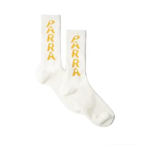 By Parra Hole Logo Crew Socks White