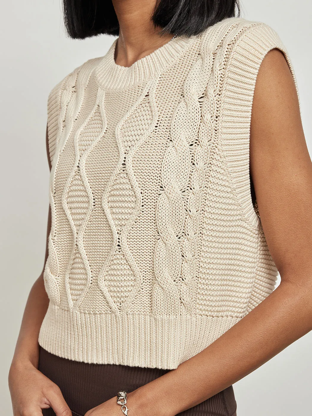 Cable Vest - Cream