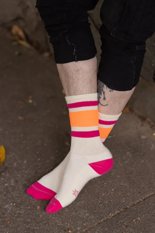 Cindy Fuchsia Retro Gym Crew Socks