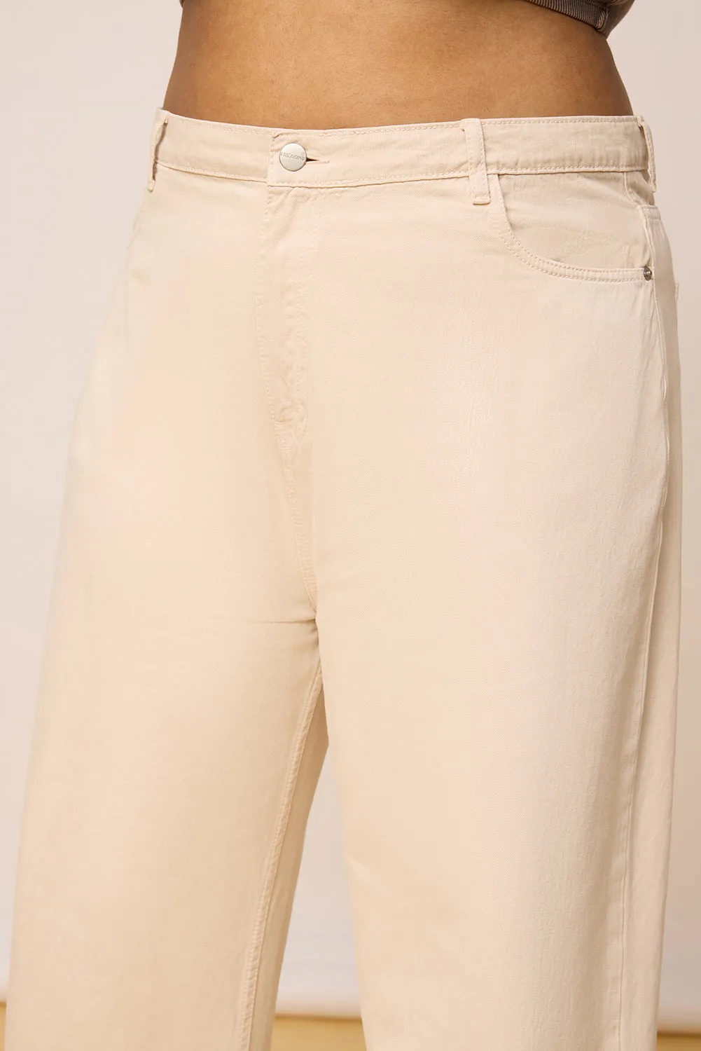 Classic Curve Cream Denim Straight Jeans