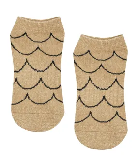 Classic Low Rise Grip Socks - Scallop Gold (Barre / Pilates)