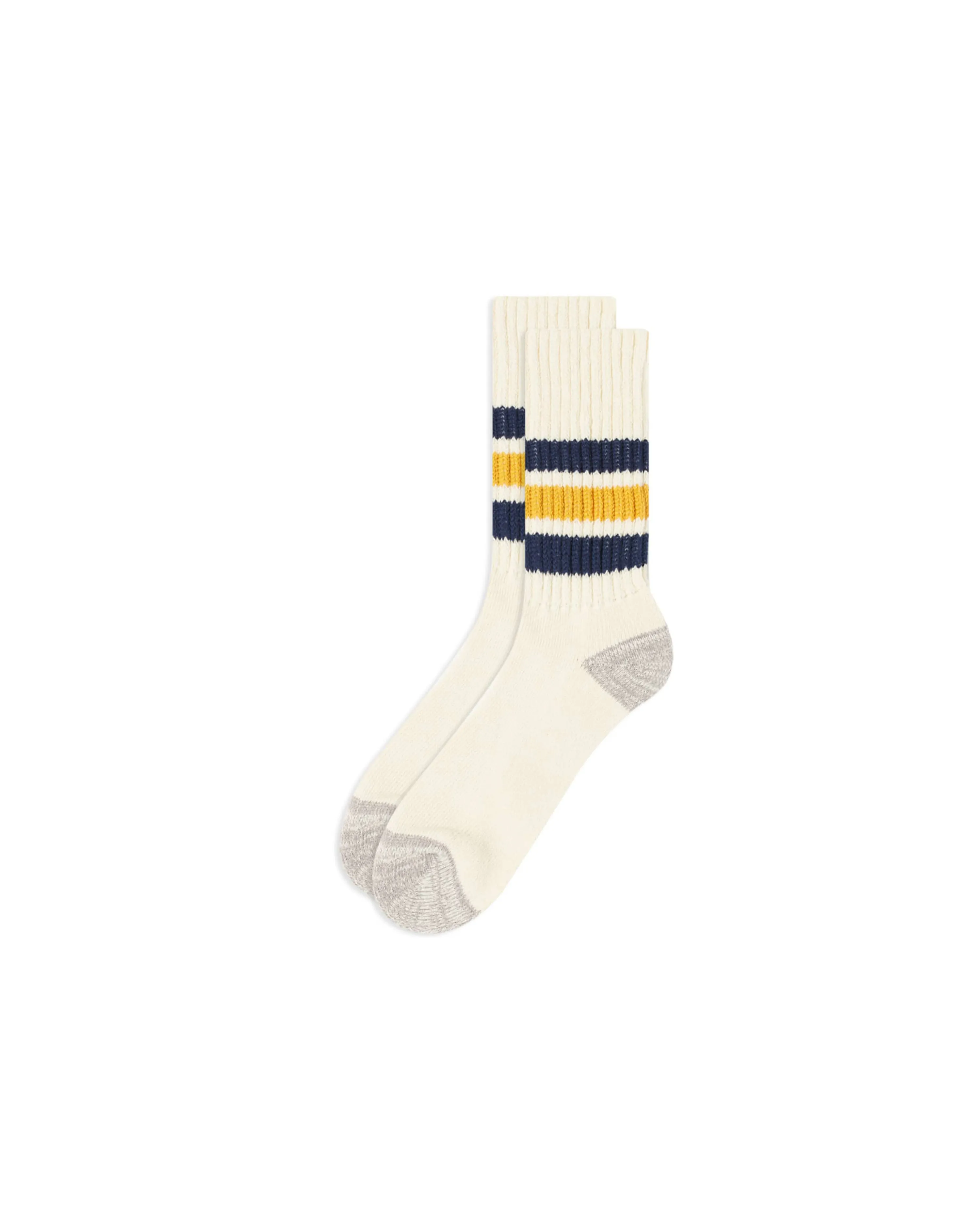 Coarse Ribbed Oldschool Crew Sock - Navy / Yellow