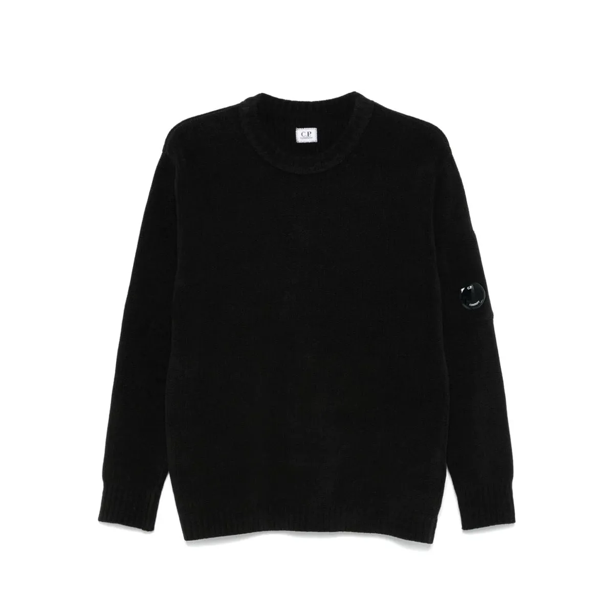 Cotton Chenille Crewneck Knit Gauze Black