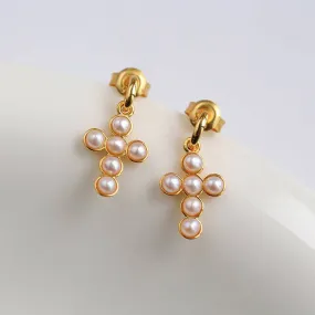 Cross Pearls Earrings