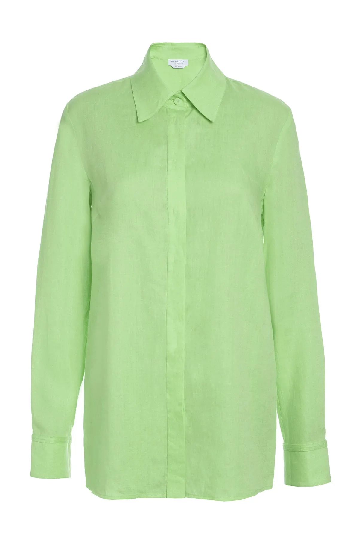 Cruz Shirt in Fluorescent Green Aloe Linen