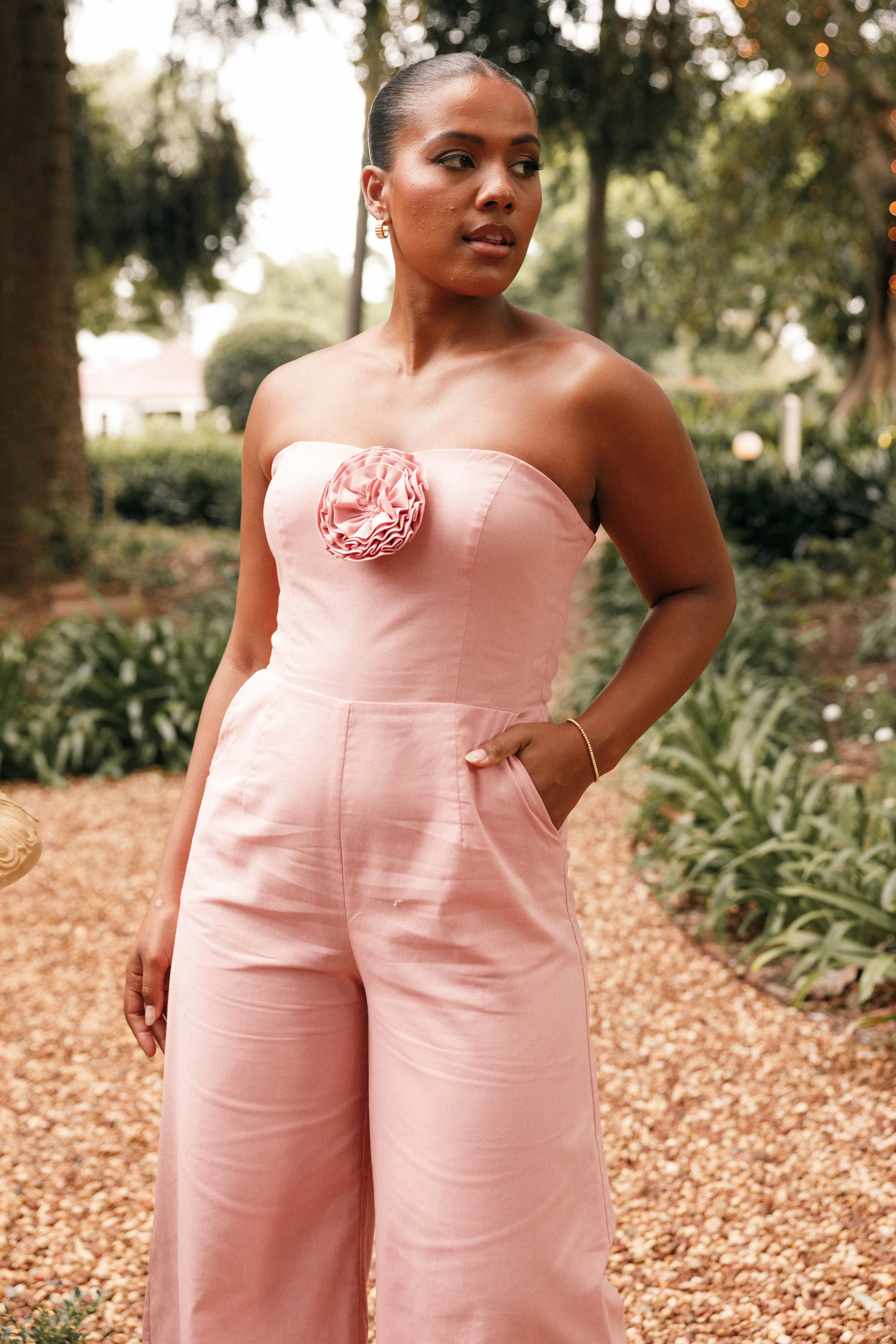 Daisy Strapless Jumpsuit - Dusty Rose