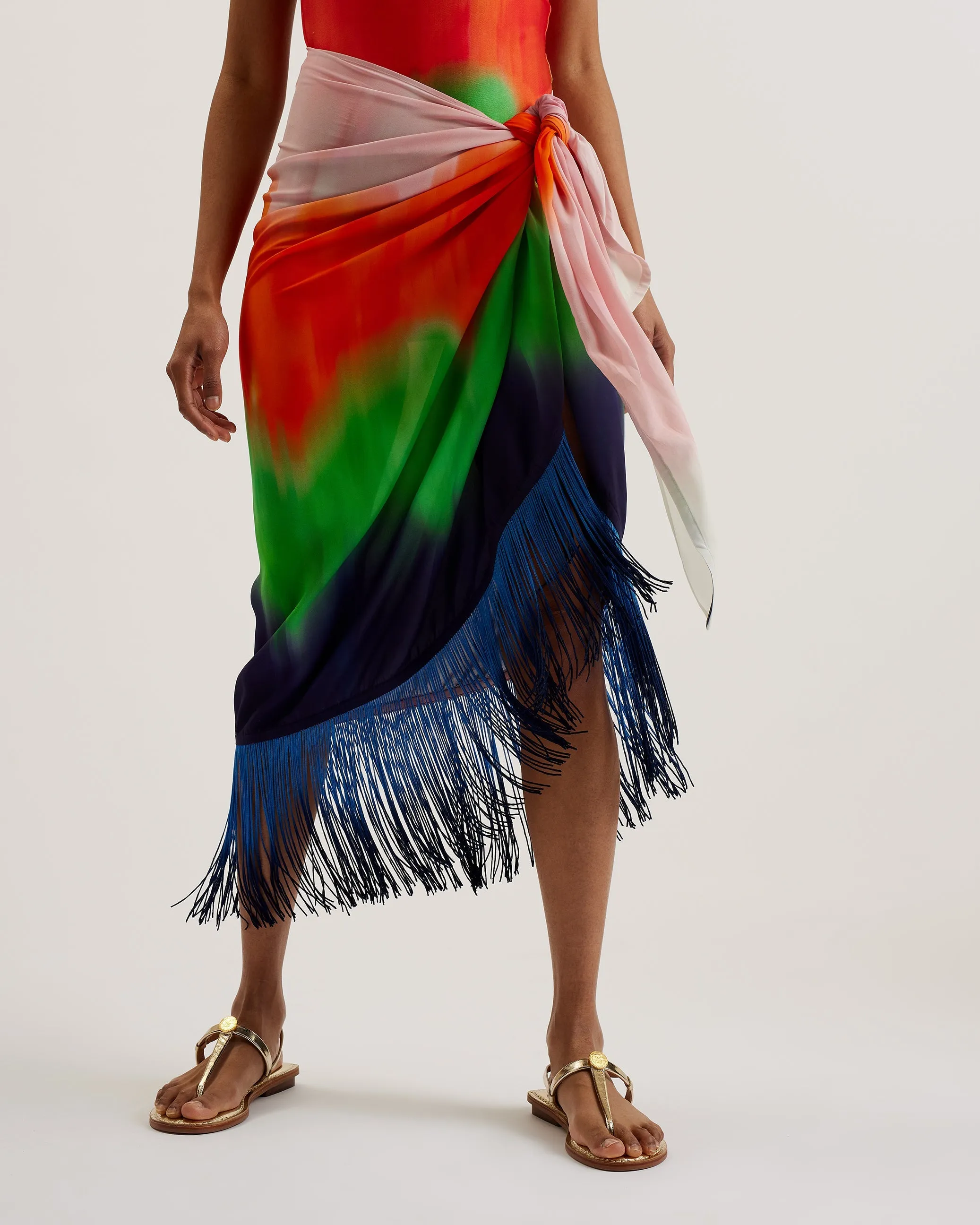 Darlha Ombre Asymmetric Beach Sarong Multicol