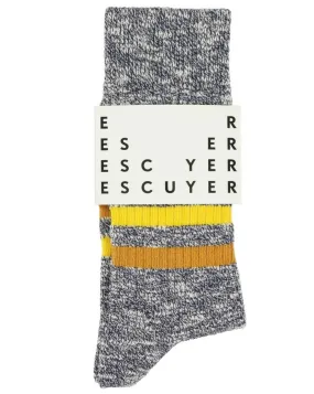 Escuyer Socks - Melange Stripes - Blue / Gold / Ochre