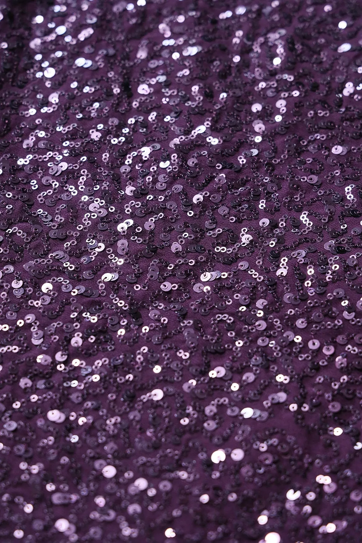 Exclusive All Over Sequins Embroidery On Wine Viscose Georgette Fabric