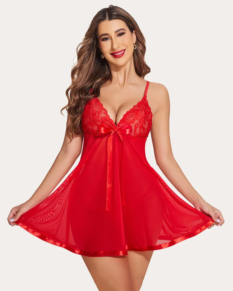 Fairy Lace Babydoll Strap Mesh Sleepwear